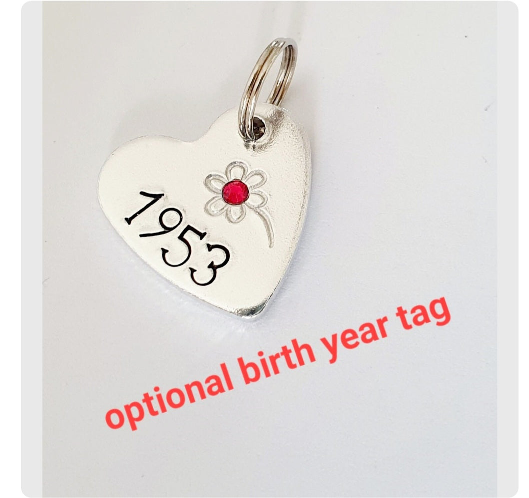 Birthday Age Birthstone Heart Keyring