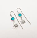 Birthstone Crystal Threader Earrings with Flower Charm