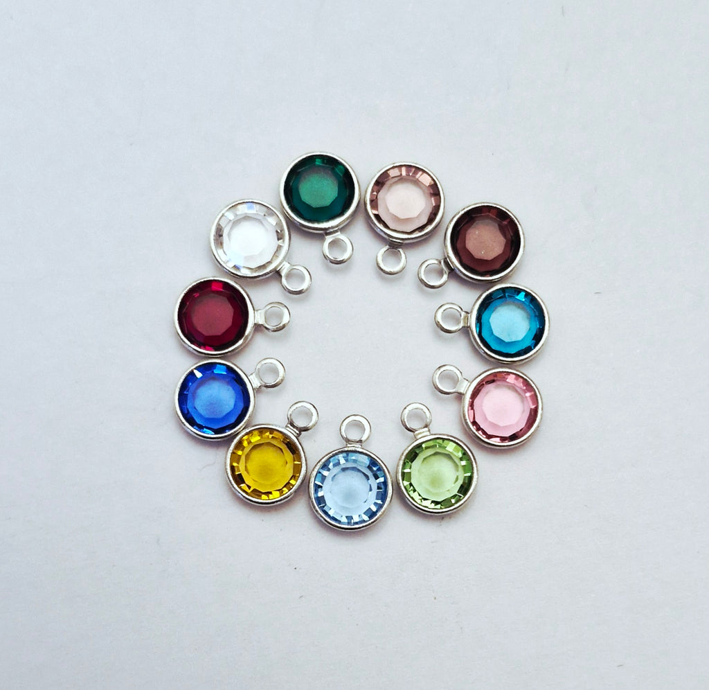 Birthstone Crystal Threader Earrings with Flower Charm
