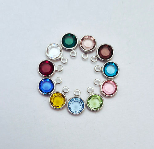 Birthstone Crystal Threader Earrings with Flower Charm