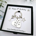 Personalised Birthday Keyring | Hand-Stamped Name & Cocktail Glass Charm | Gift Box