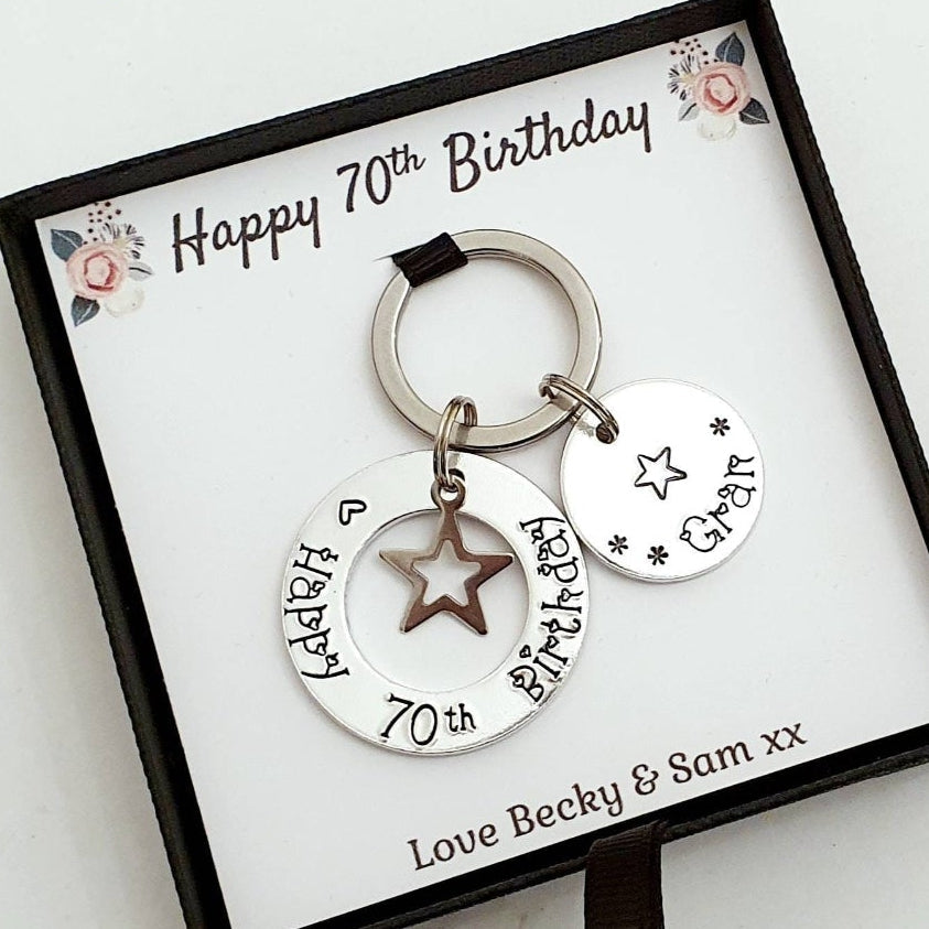 Personalised Birthday Washer Keyring — Hand Stamped Gift
