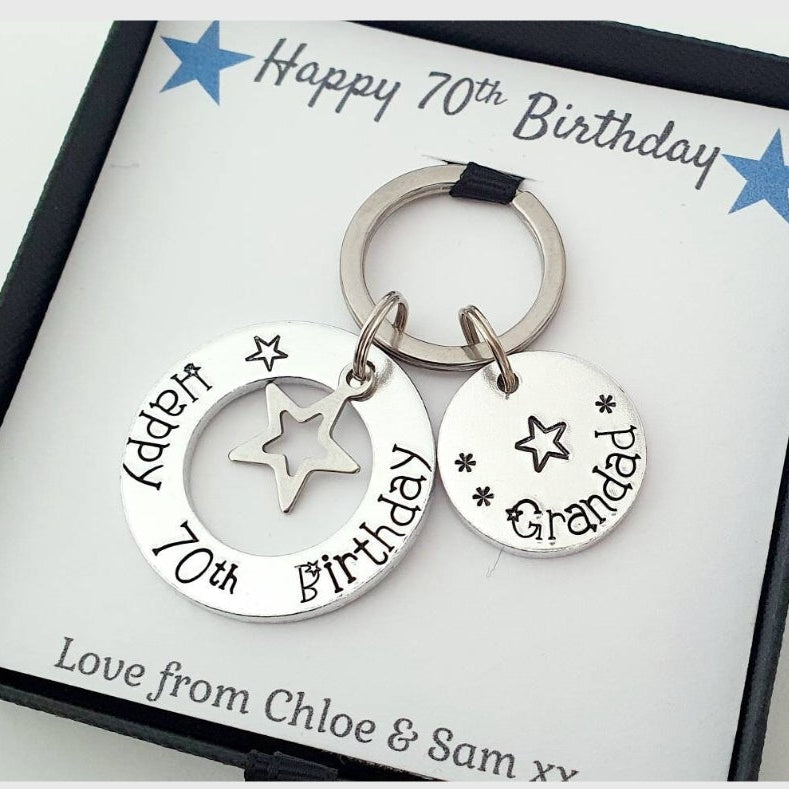 Personalised Birthday Washer and Star Keyring — Hand Stamped Gift