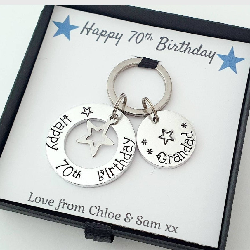 Personalised Birthday Washer and Star Keyring — Hand Stamped Gift