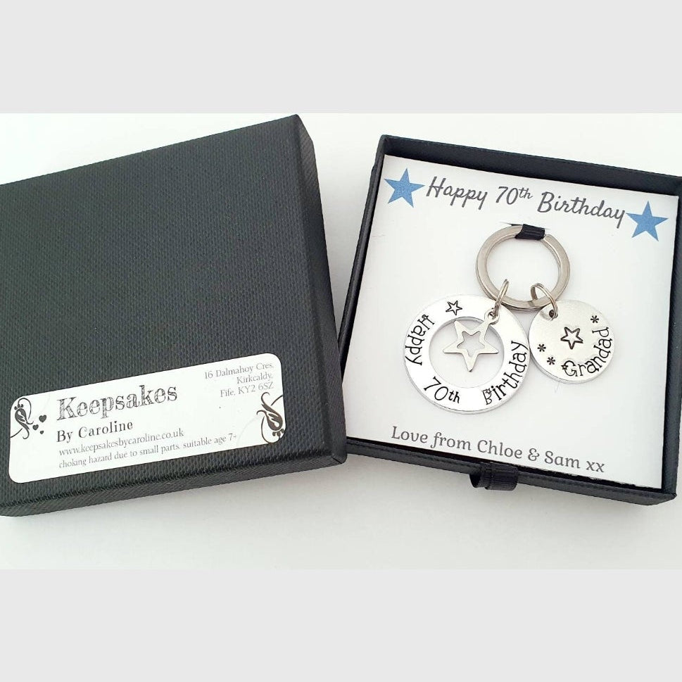 Personalised Birthday Washer and Star Keyring — Hand Stamped Gift