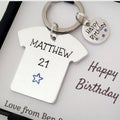 Personalised T-Shirt Keyring with Name & Age