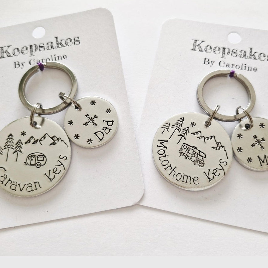 Personalised Caravan or Motorhome Keyring | Optional Name Tag