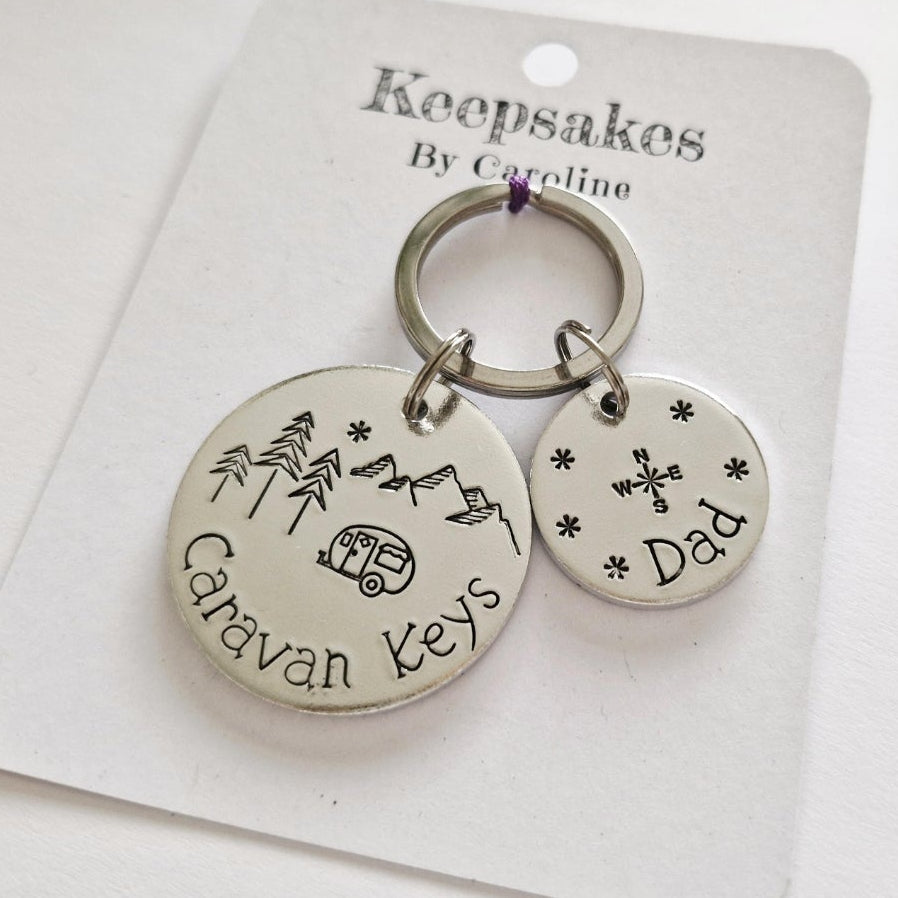 Personalised Caravan or Motorhome Keyring | Optional Name Tag