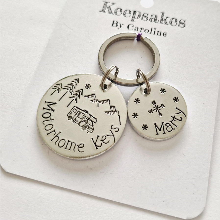 Personalised Caravan or Motorhome Keyring | Optional Name Tag