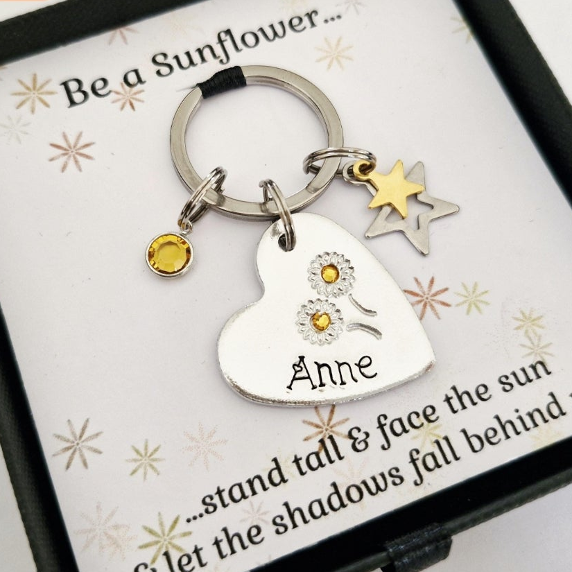 Personalised Sunflower Keyring