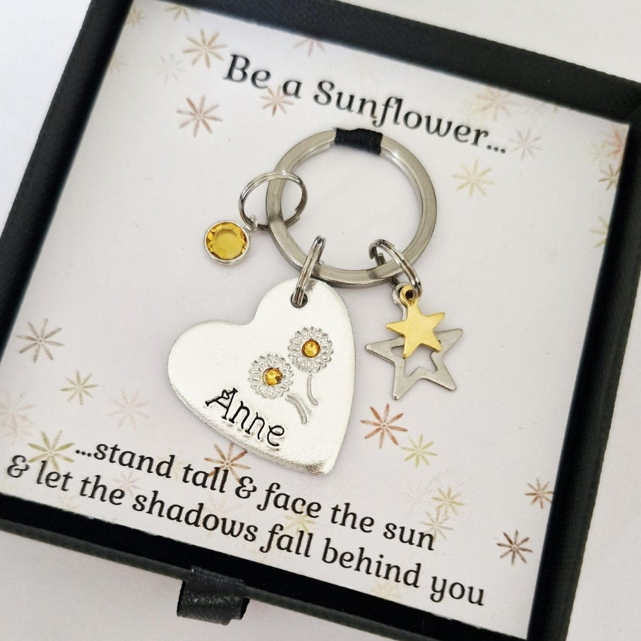 Personalised Sunflower Keyring
