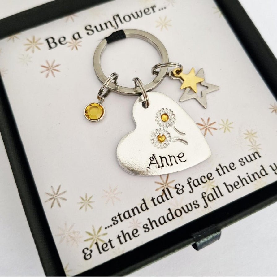 Personalised Sunflower Keyring
