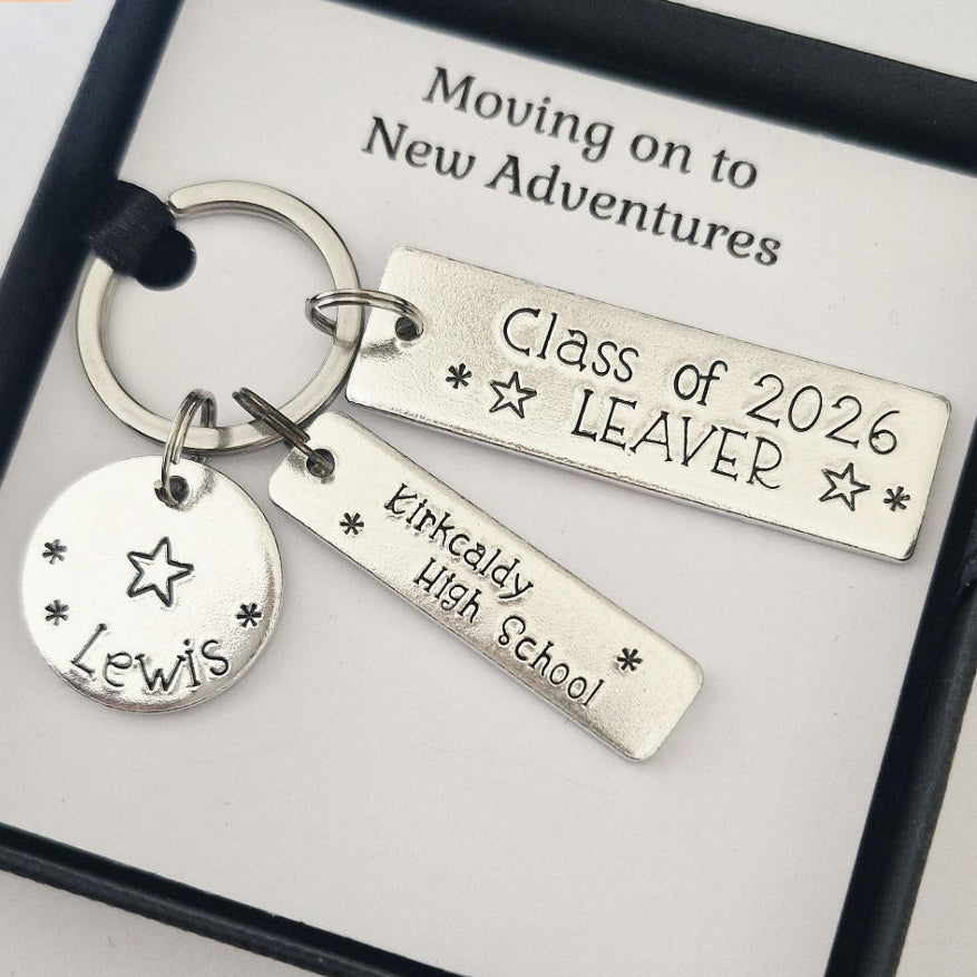 School Leaver Keyring — Personalised Hand Stamped