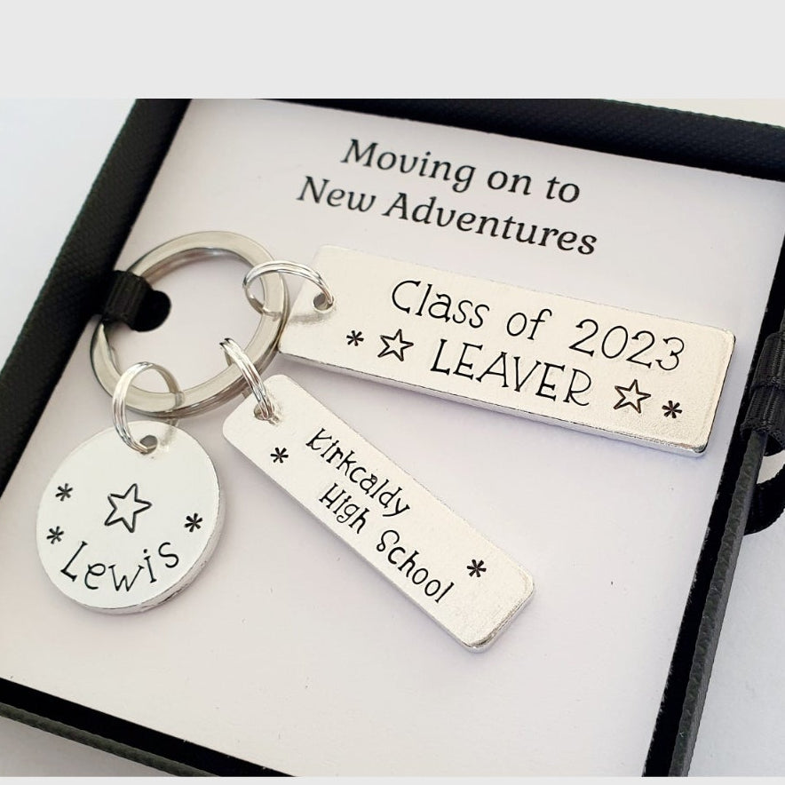 School Leaver Keyring — Personalised Hand Stamped