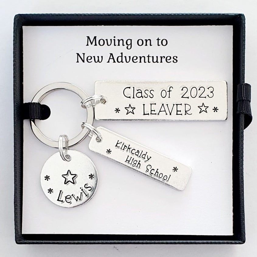 School Leaver Keyring — Personalised Hand Stamped