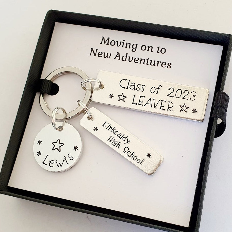 School Leaver Keyring — Personalised Hand Stamped