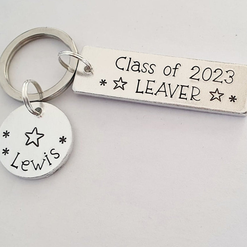 School Leaver Keyring — Personalised Hand Stamped