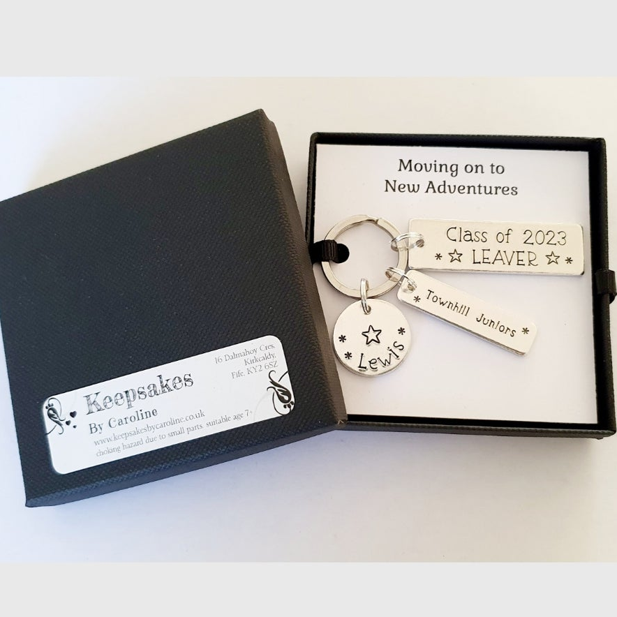School Leaver Keyring — Personalised Hand Stamped