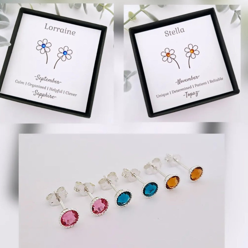Personalised Birthstone Earrings in Gift Box