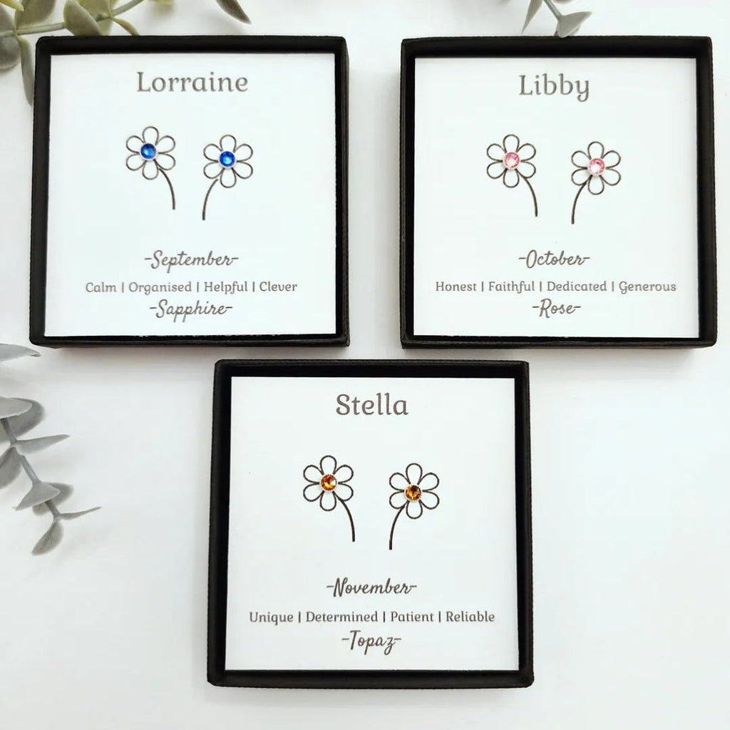 Personalised Birthstone Earrings in Gift Box