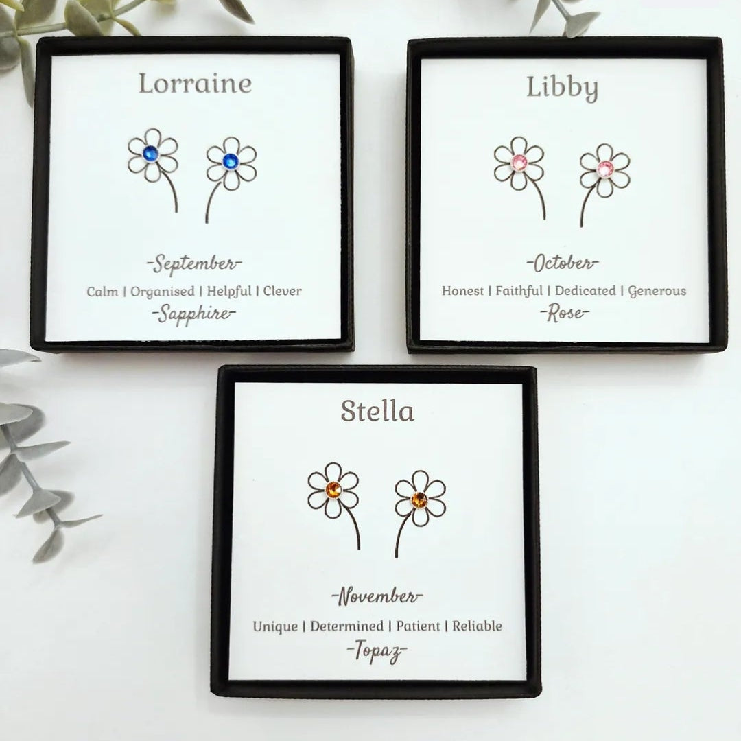 Personalised Birthstone Earrings in Gift Box