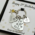 Birthday Age Heart and Star Keyring