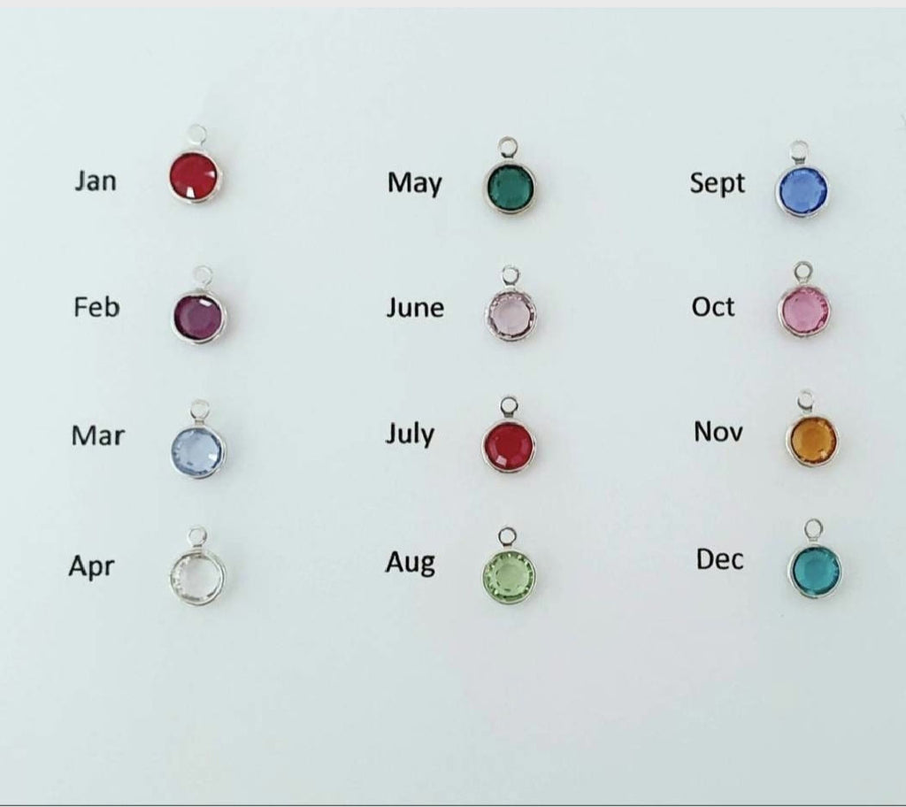 Birthstone Crystal Threader Earrings with Flower Charm